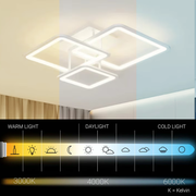 Lustra LED cu telecomanda ZOE, 60W, 3 Patrate, lumina Rece/Calda/Neutra, Dimabila, Alb