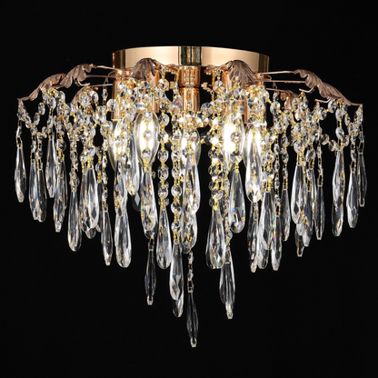 Candelabru Cristal CC9221/5FGD, 5x E14, Diametru 48cm, Auriu Lucios