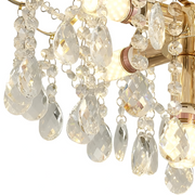 Candelabru Cristal Fiamma, 6x E14, Diametru 45cm, Auriu, Metal si Cristal