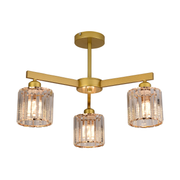 Lustra Clasica Moderna LC110/3GD cu Cristal,  3x E27, Auriu, Metal si Cristal