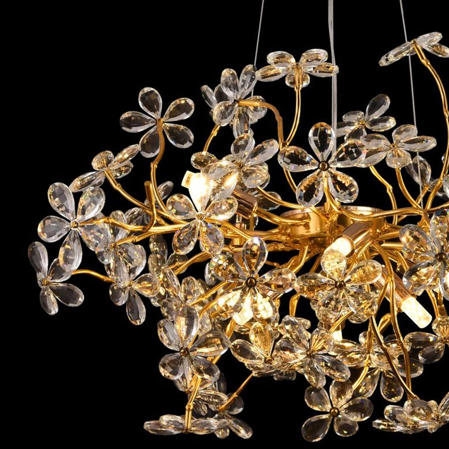 Candelabru Cristal CM325/800GD, 12xG9, Crom si Cristale , D75cm, Inaltime Reglabila