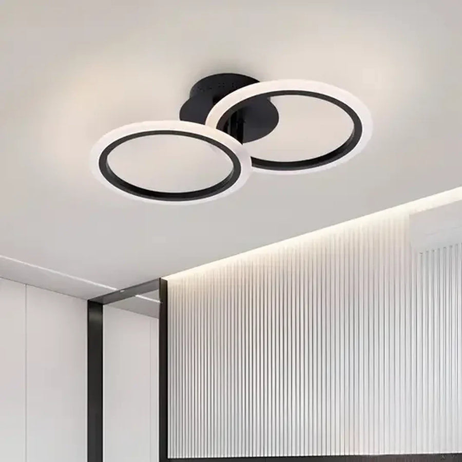 Lustra LED cu telecomanda BETTY 27W, 2 Cercuri, lumina Rece/Calda/Neutra, Dimabila, Negru