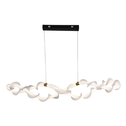 Lustra LED Suspendata Acril LT762/2GD, 36W, Lumina Calda/Neutra/Rece 3000/4000/6000K, Alb Auriu, Inaltime Reglabila