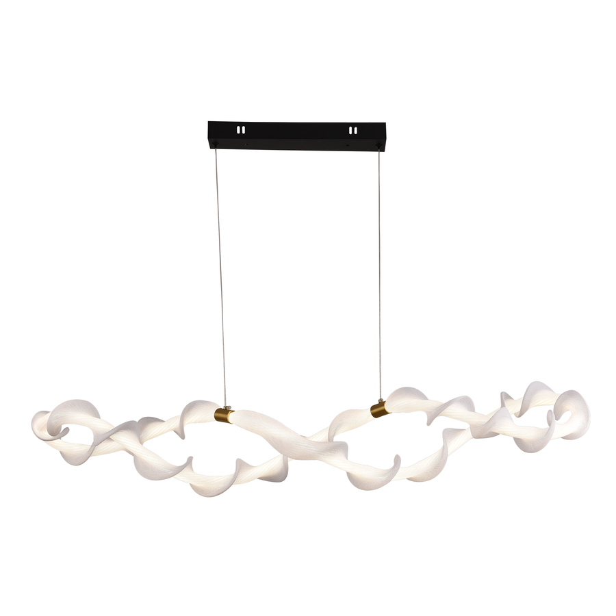 Lustra LED Suspendata Acril LT762/2GD, 36W, Lumina Calda/Neutra/Rece 3000/4000/6000K, Alb Auriu, Inaltime Reglabila