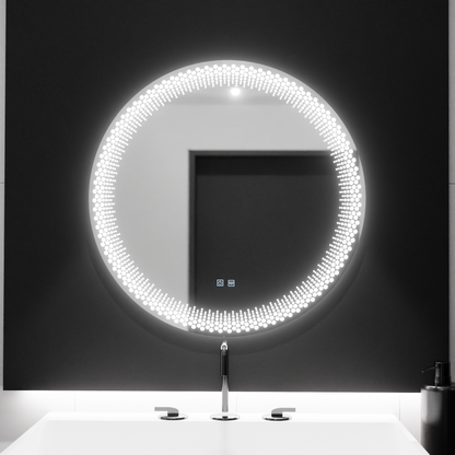 Oglinda LED Rotunda, 60cm, Corona Touch, Sistem Dezaburire, Dimabila