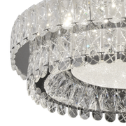 Lustra LED cu Telecomanda, LLC153/500CH, Cristal si Metal, 59W, 1 Cerc, Dimabila, Inaltime Reglabila, Lumina Rece/Calda/Neutra, Iluminat Luxos