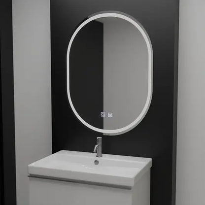 Oglinda LED Ovala, 60x80cm, Velara Touch, Sistem Dezaburire, Dimabila