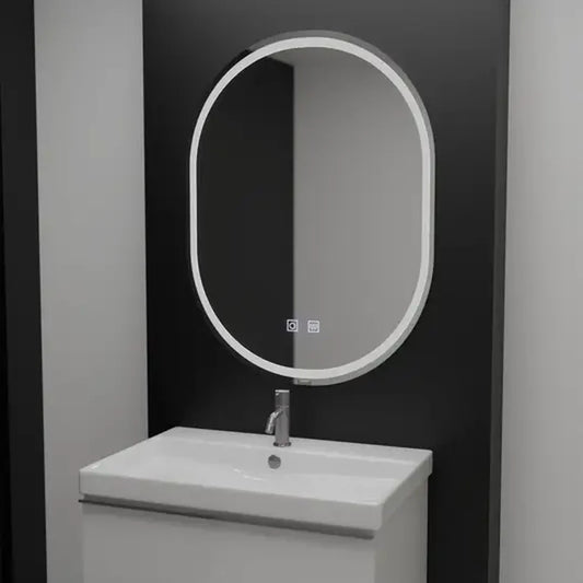 Oglinda LED Ovala, 60x80cm, Velara Touch, Sistem Dezaburire, Dimabila