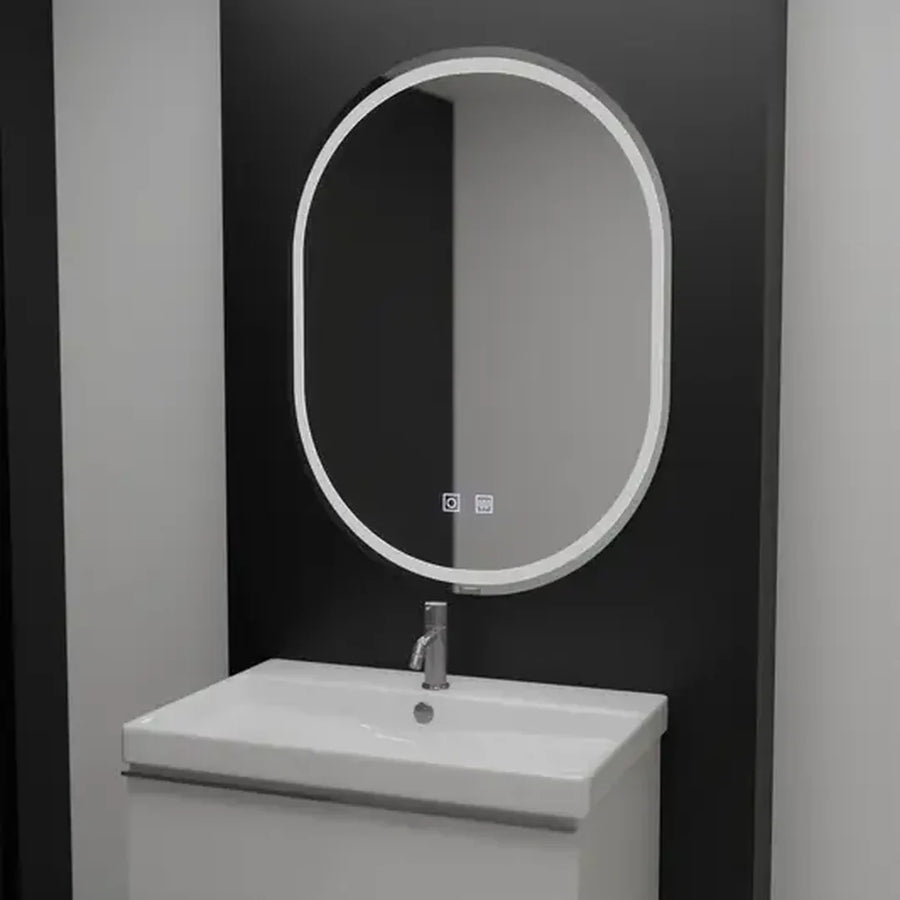 Oglinda LED Ovala, 60x80cm, Velara Touch, Sistem Dezaburire, Dimabila