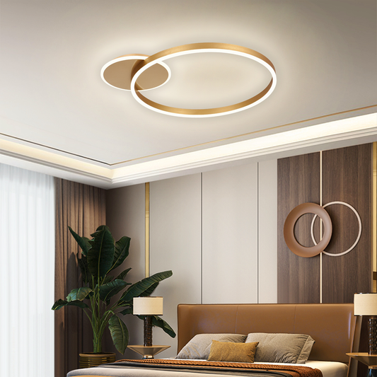 Lustra LED cu telecomanda RINOVA 34W, lumina Rece/Calda/Neutra, Dimabila, Auriu Lucios