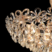 Candelabru Cristal, Eleganza 7xE14, Diametru 40cm, Auriu Lucios, Inaltime Reglabila, Metal si Cristal