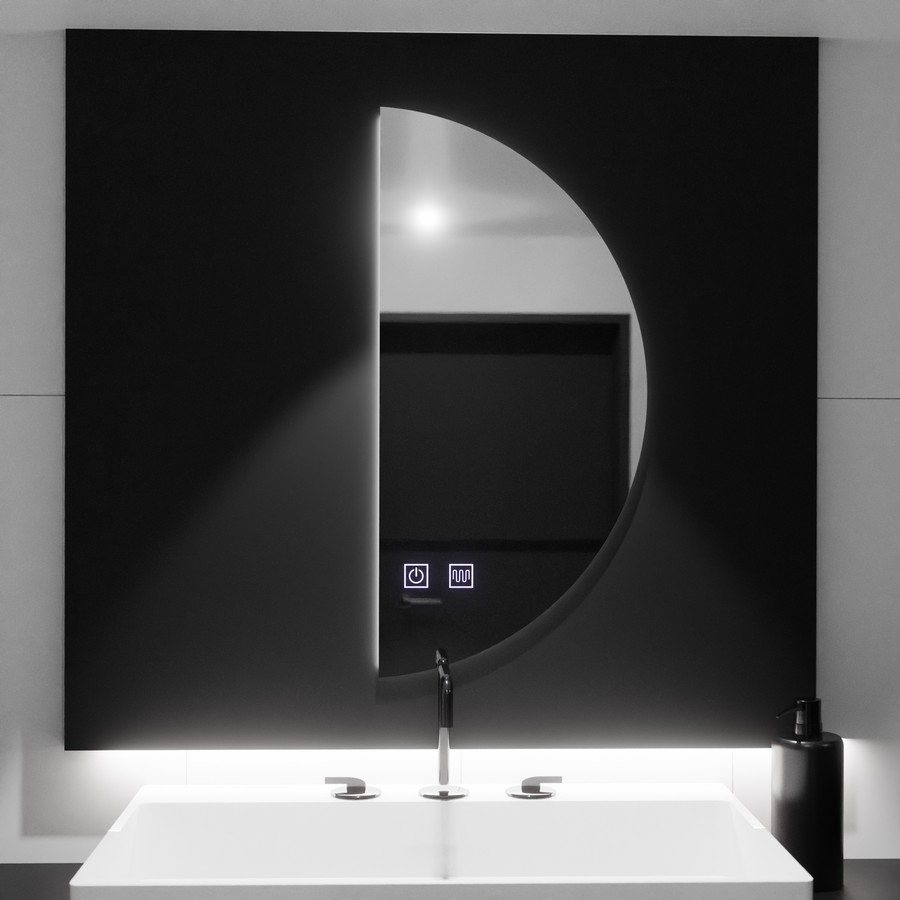 Oglinda LED Semiluna 50x100cm, Arcuat Touch, Sistem Dezaburire, Dimabila