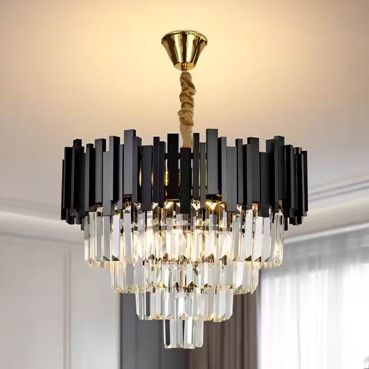 Candelabru Cristal BLOIS Nobile 4xE14, Diametru 40cm, Negru, Inaltime Reglabila
