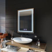 Oglinda LED Touch Kariri, 60x80 cm, functie Dezaburire, Rama Gold Rose Brushed