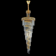 Candelabru Cristal WINDSOR Altiora, Diametru 60cm, Inaltime 180cm, 26xE14, Auriu Lucios, Inaltime Reglabila, Design Elegant