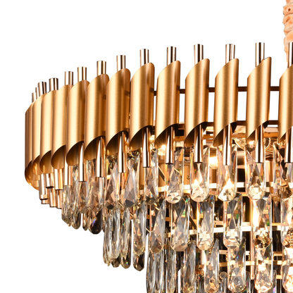 Candelabru Cristal VERSAILLES Supremo, CC900/800GD, 12xE14, Diametru 80cm, Auriu Lucios, Inaltime Reglabila, Metal si Cristal
