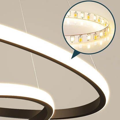 Lustra LED suspendata RICCI 25W, 2 Cercuri, lumina Rece/Calda/Neutra, Negru, Inaltime Reglabila