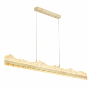 Lustra LED suspendata cu Telecomanda MARISTELLA 90W, lumina Rece/Calda/Neutra 3000K/4000K/6000K, Dimabila, Inaltime Reglabila, Auriu, Metal si Cristal