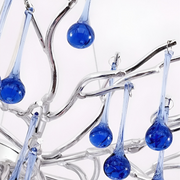 Candelabru Cristal CC335/400CH, 4x G9, Crom si Cristale Albastre, 40cm, Inaltime Reglabila