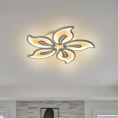 Lustra LED cu telecomanda JASMINE 66W, 5 Petale, lumina Rece/Calda/Neutra, Dimabila, Alb