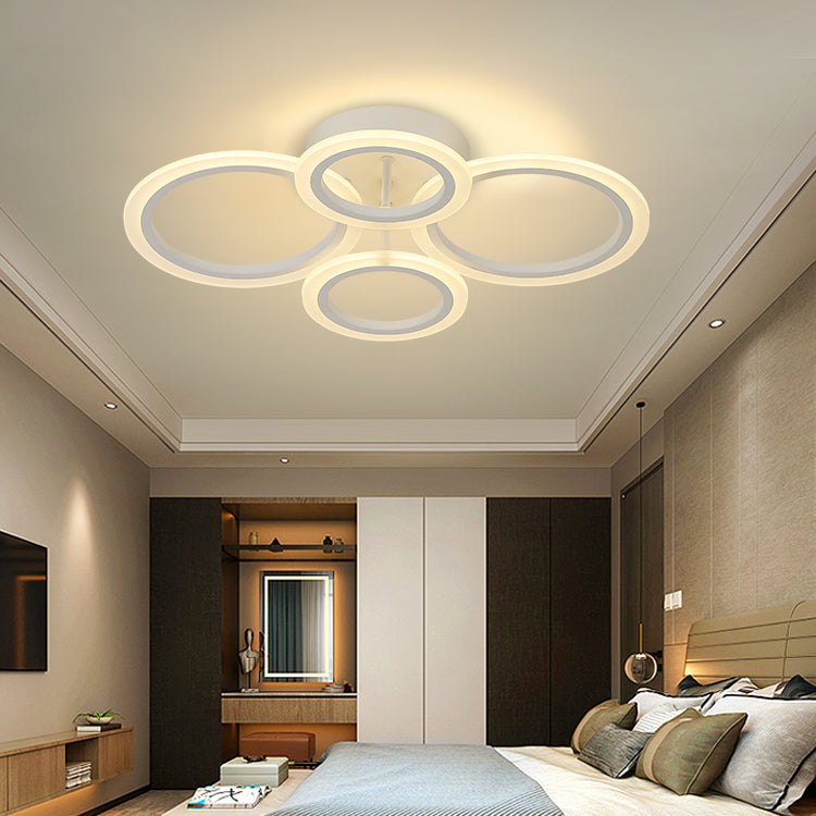 Lustra LED cu telecomanda  BETTY 43W, 4 Cercuri, lumina Rece/Calda/Neutra, Dimabila, Alb
