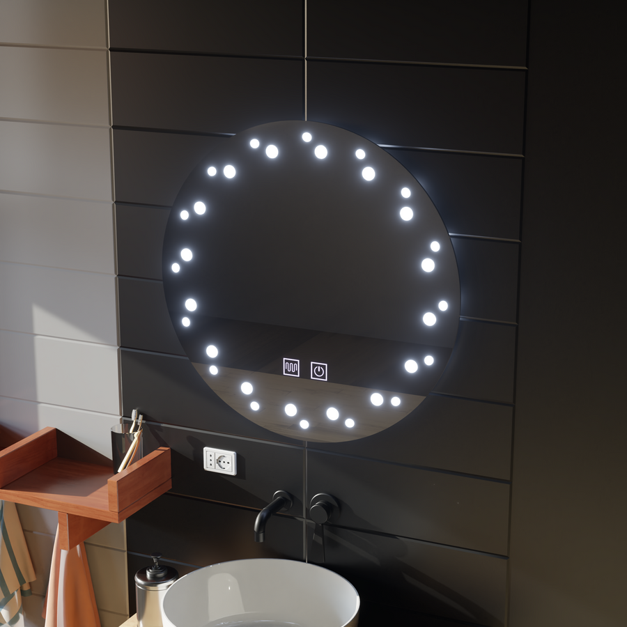 Oglinda LED Touch Ivory, Sistem Dezaburire, Diametru 60cm, Lumina Rece 6000K