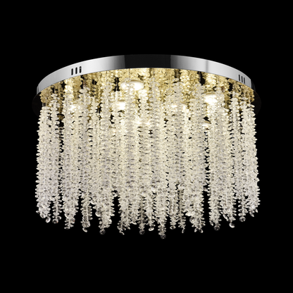 Candelabru LED Cristal LLC215/550WH Rotund, 29W, Lumina Rece/Calda/Neutra, Cristal, Auriu