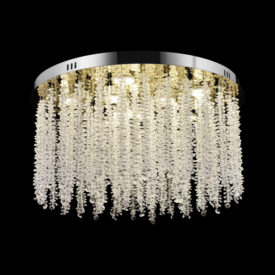Candelabru LED Cristal LLC215/550WH Rotund, 29W, Lumina Rece/Calda/Neutra, Cristal, Auriu