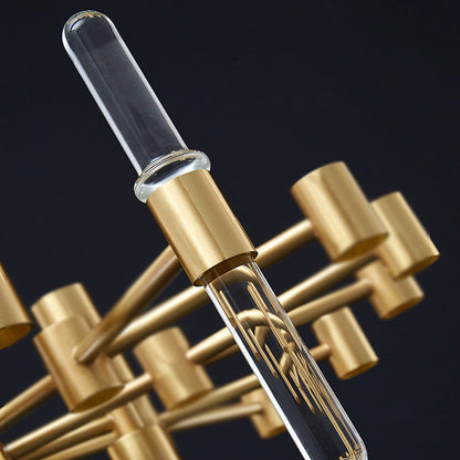 Candelabru Cristal CC850/480GD ,6xE14, 48X45cm, Inaltime Reglabila, Auriu Lucios, Inaltime Reglabila, Design Elegant, Metal si Cristal