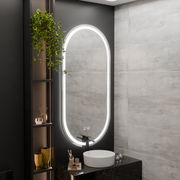 Oglinda LED Ovala, 50x100cm, Velara Touch, Sistem Dezaburire, Dimabila