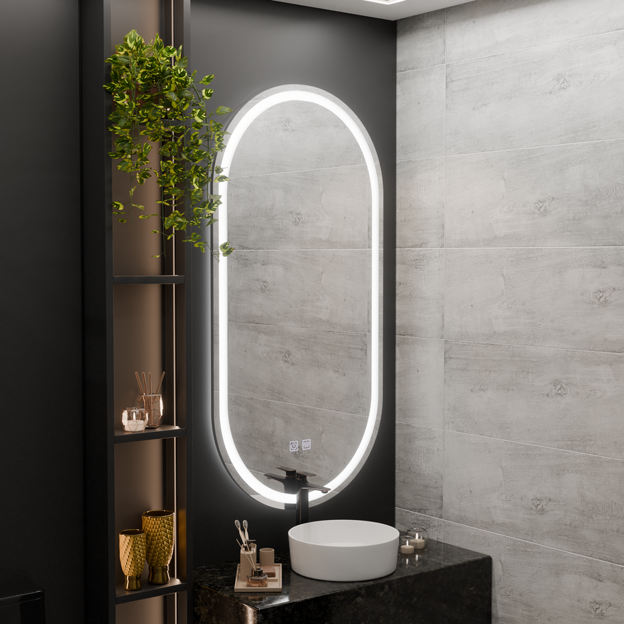 Oglinda LED Ovala, 50x100cm, Velara Touch, Sistem Dezaburire, Dimabila