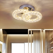 Lustra LED si cristal ZABINA 25W, 2 Cercuri, lumina Rece/Calda/Neutra, Crom Lucios