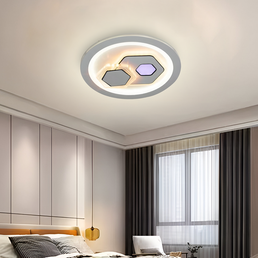 Lustra LED KATHLEEN RGB 16W, lumina Calda/Neutra, Alb