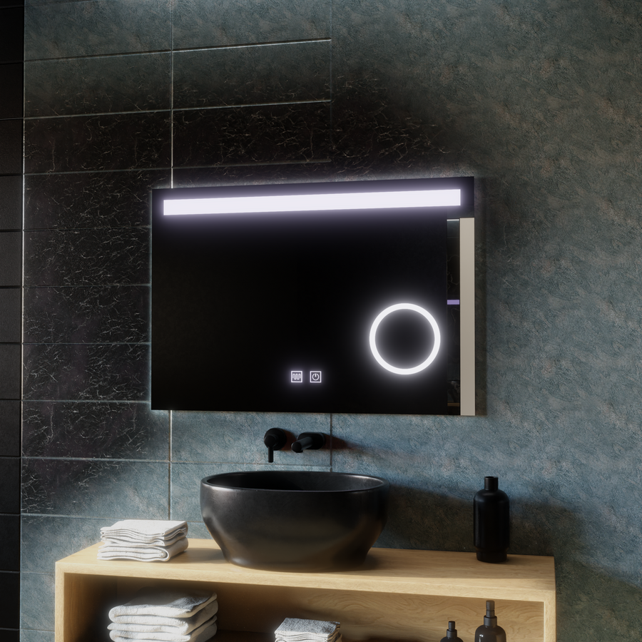 Oglinda LED Rectangulara, 65x45cm, Piano Touch, Sistem Dezaburire, Dimabila
