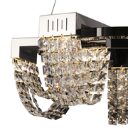Candelabru Cristal LED 15W, STRATUS Magno , Diametru 50cm, Crom Lucios, Lumina Calda Neutra Rece 3000K/4000K/6000K Inaltime Reglabila, Metal si Cristal