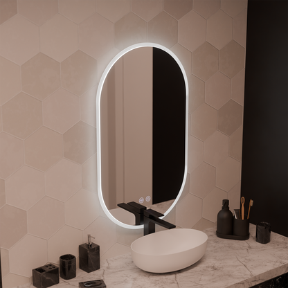 Oglinda LED Ovala 60x80cm Llexort, Touch, Sistem Dezaburire, Dimabila