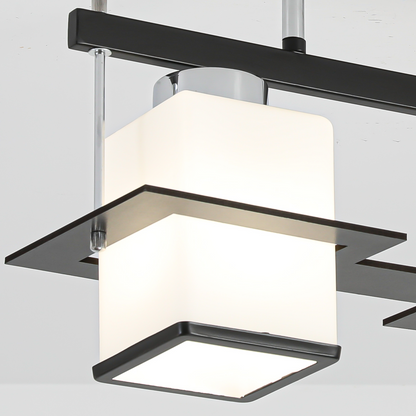 Lustra Clasica Aramis cu Lemn Abajur Patrat 2X E27 Gri Negru