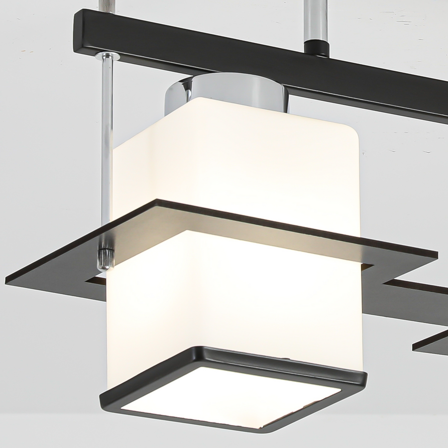 Lustra Clasica Aramis cu Lemn Abajur Patrat 2X E27 Gri Negru