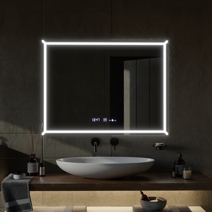 Oglinda LED Rectangulara, 80x60cm, VillayTouch Marcello, Sistem Dezaburire, Dimabila