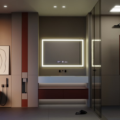 Oglinda LED Rectangulara 120x80cm Vérité MotionGlow Marcello, Sistem Dezaburire, Ceas & Termometru, Dimabila