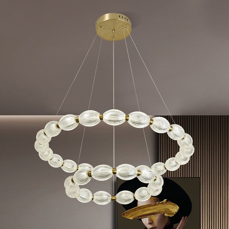 Lustra LED suspendata FAUSTO, 83W, lumina Rece/Calda/Neutra, Inaltime Reglabila, Auriu
