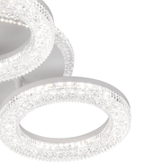 Lustră LED FREJA cu Telecomandă, 50W, 3000K/4000K/6000K, Dimabil, Alb, Cristale, 3 Cercuri
