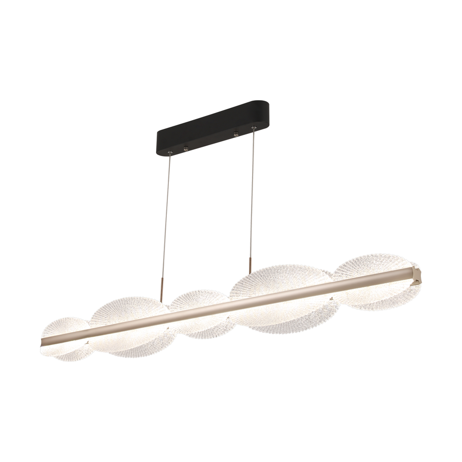 Lustra LED suspendata cu Telecomanda ISOTTA 105W, lumina Rece/Calda/Neutra 3000K/4000K/6000K, Dimabila,Inaltime Reglabila, Negru si Argintiu, Metal si Cristal