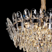 Candelabru Cristal, CC8896/600GD 11xE14, Diametru 60cm, Auriu Lucios, Inaltime Reglabila, Metal si Cristal