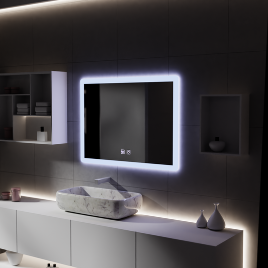 Oglinda LED Rentagulara, 80x60cm, Touch VENERA , Sistem Dezaburire,Dimabila