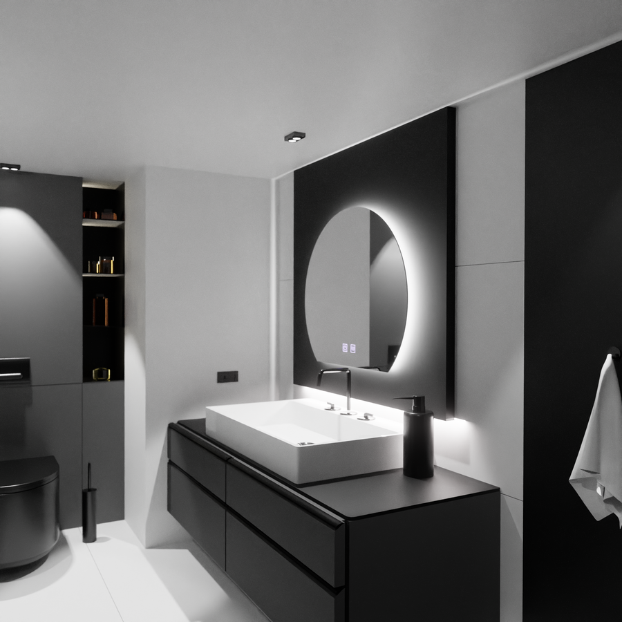 Oglinda LED Semiluna, 60x54,  Soluna Touch, Sistem Dezaburire, Dimabila