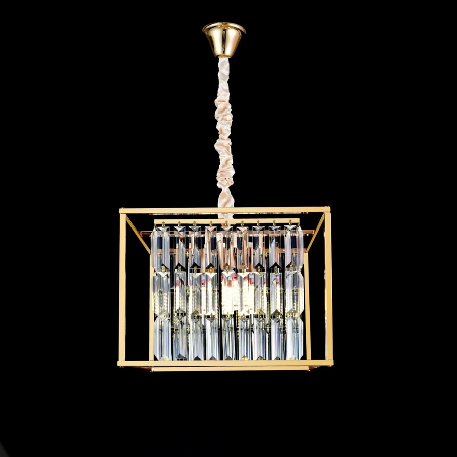 Candelabru Cristal Petito, 1676/350, 3xE14, Auriu Lucios, Inaltime Reglabila, Metal si Cristal