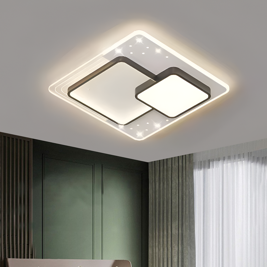 Lustra LED cu telecomanda SERPENTA 60W, Patrata, lumina Rece/Calda/Neutra, Dimabila, Negru