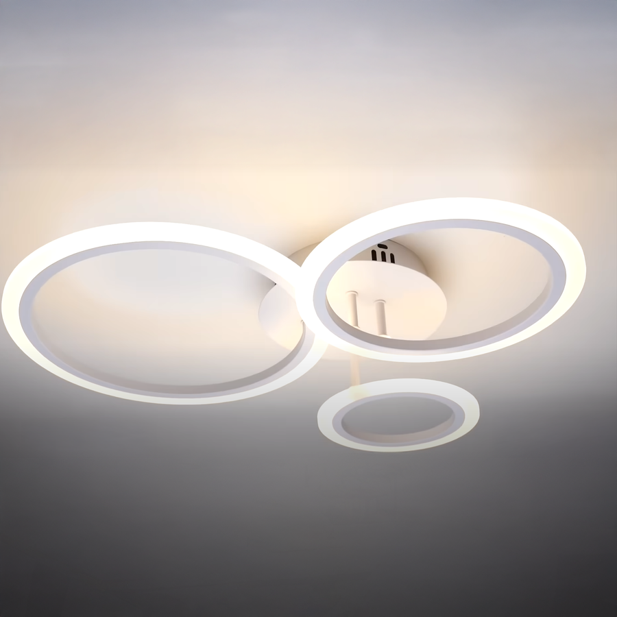 Lustra LED cu telecomanda BETTY 40W, 3 Cercuri, lumina Rece/Calda/Neutra, Dimabila, Alb, Metal si Acril