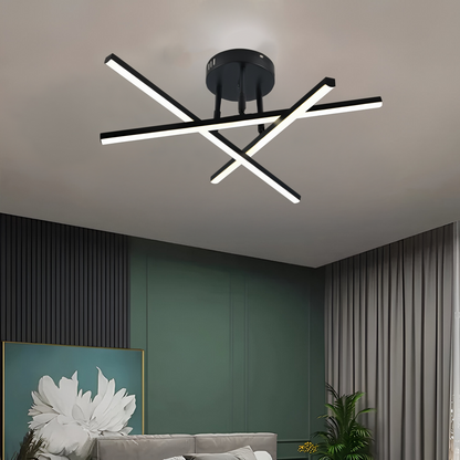 Lustra LED cu telecomanda 41W, 3 Elemente, Liniara, lumina Rece/Calda/Neutra, Dimabila, Negru